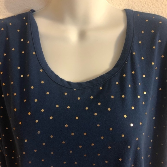 Lane Bryant Blue Foil Tee Strappy Back SS Size 24 Casual Fall - Picture 3 of 6